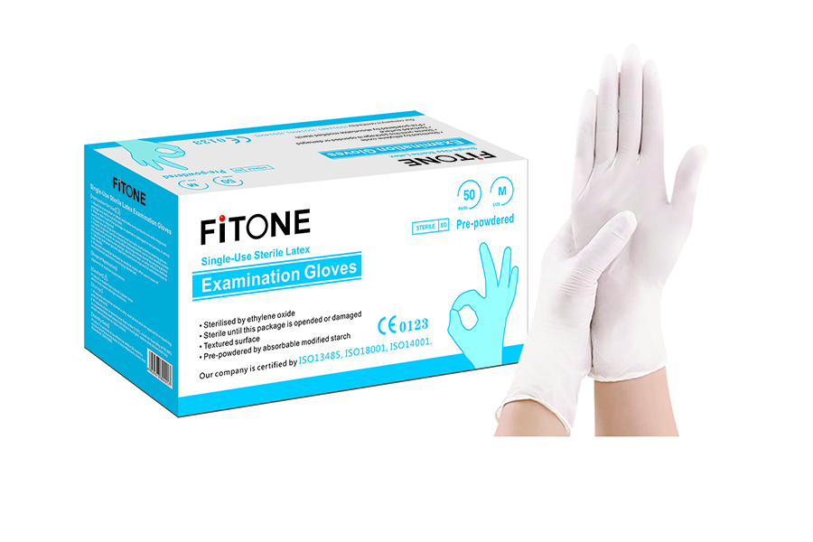 Ambidextrous Sterile Powdered Latex Examination Glove